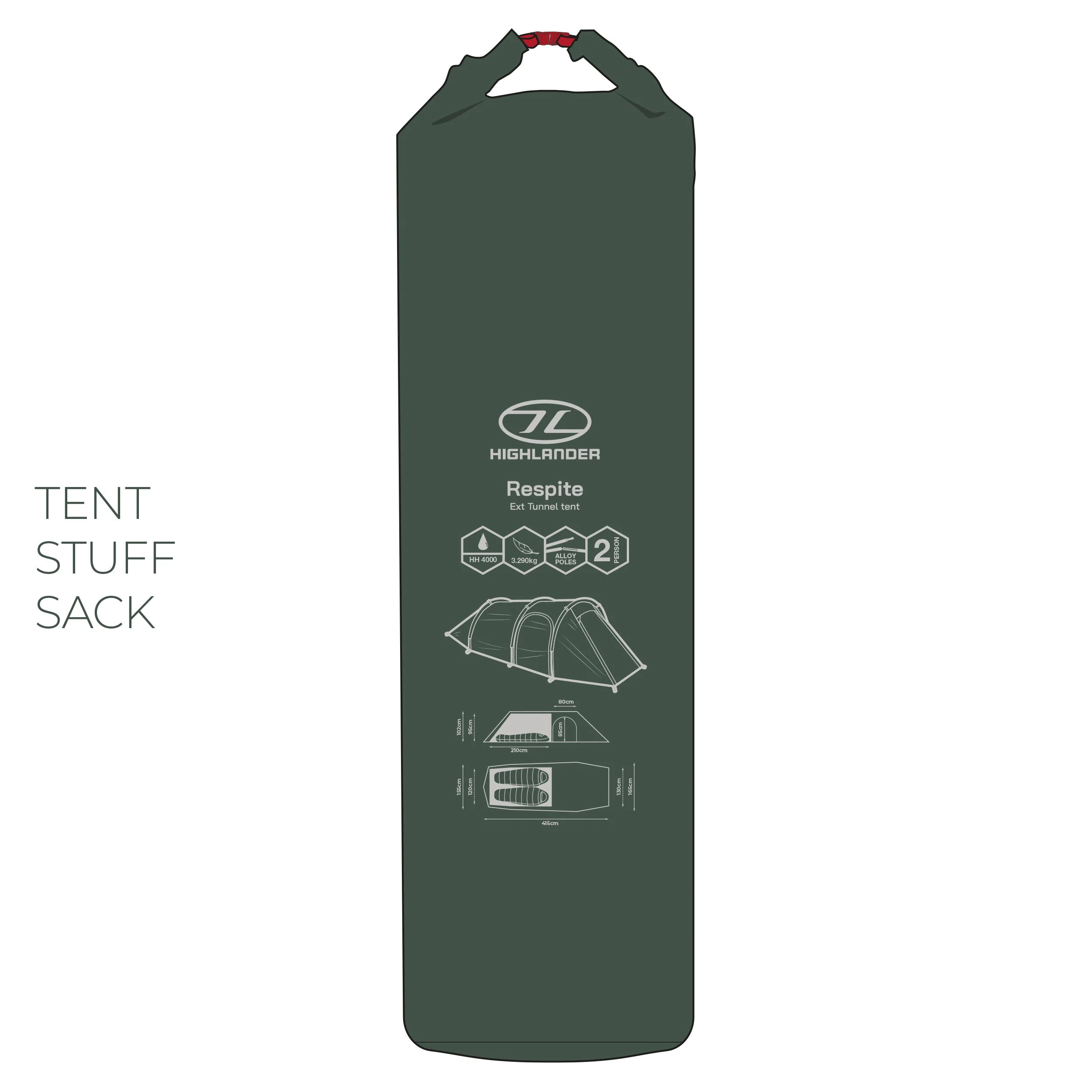 RESPITE 2 PERSON EXTENDED TUNNEL TENT, Pine green - Image 10