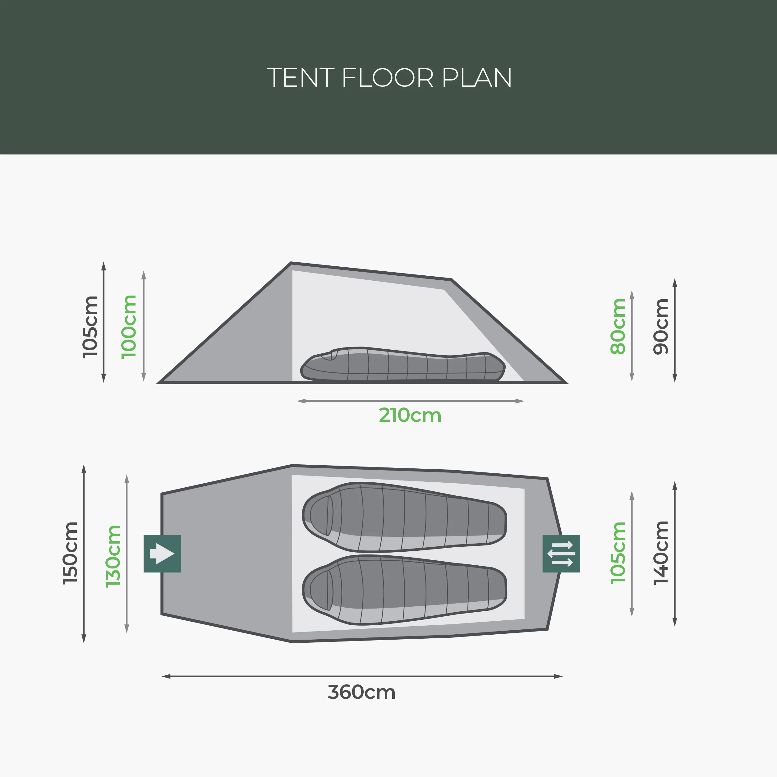 RESPITE 2 PERSON TUNNEL TENT, Pine green - Image 11